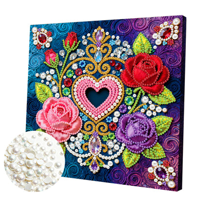 Flowers - DIY Pearl Gem Art Diamond Painting Kits With Framefor Home Decor -25x25cm
