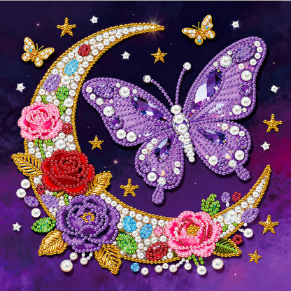 Moon Butterfly - DIY Pearl Gem Art Diamond Painting Kits With Framefor Home Decor -25x25cm