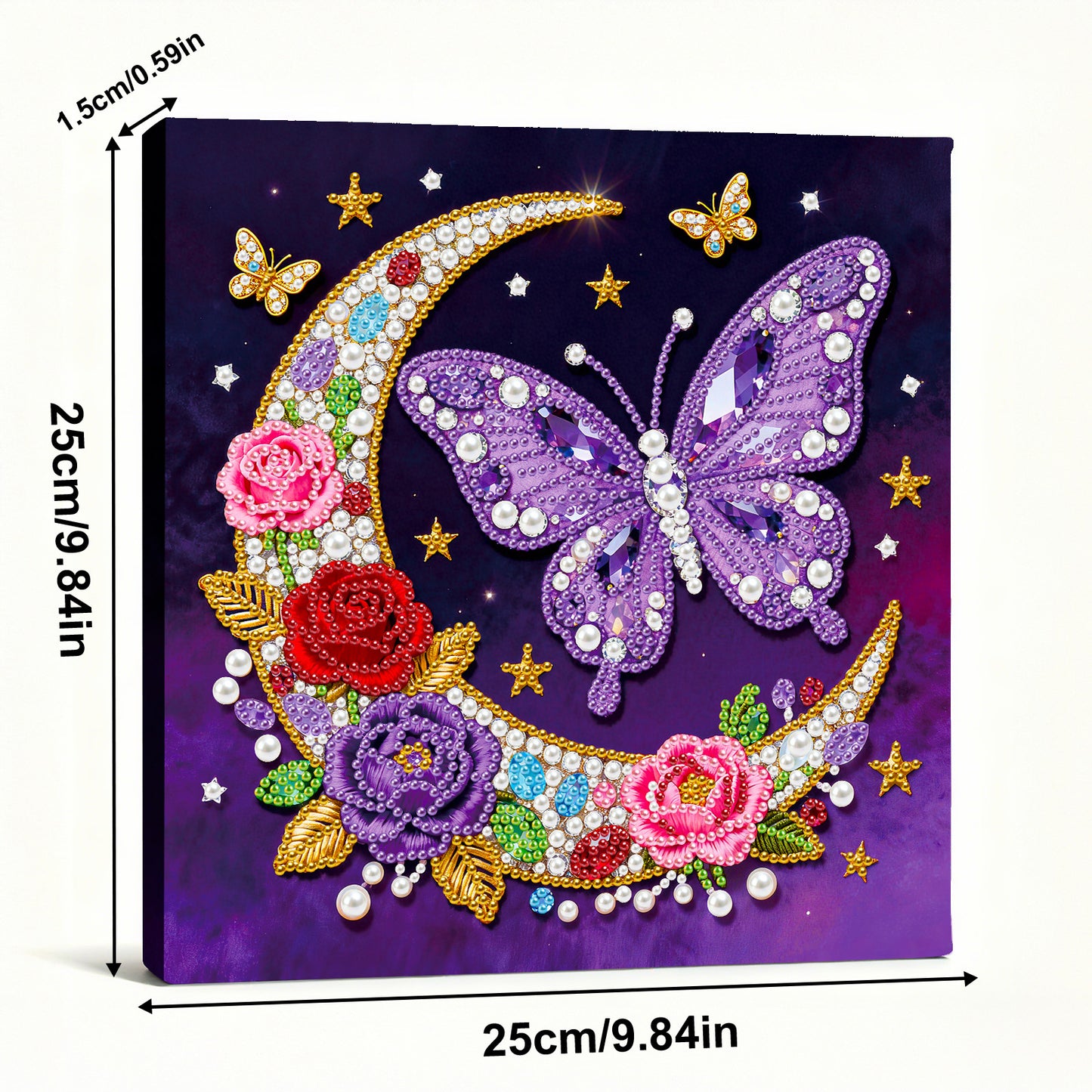 Moon Butterfly - DIY Pearl Gem Art Diamond Painting Kits With Framefor Home Decor -25x25cm