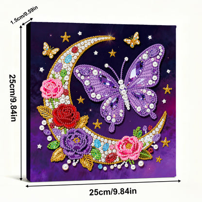 Moon Butterfly - DIY Pearl Gem Art Diamond Painting Kits With Framefor Home Decor -25x25cm