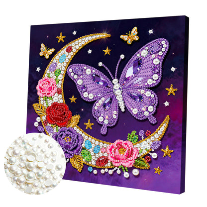 Moon Butterfly - DIY Pearl Gem Art Diamond Painting Kits With Framefor Home Decor -25x25cm