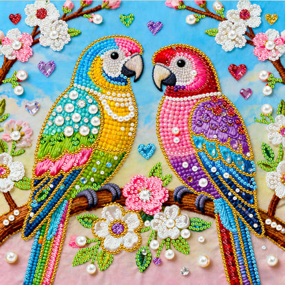 Pair Of Birds - DIY Pearl Gem Art Diamond Painting Kits With Framefor Home Decor -25x25cm