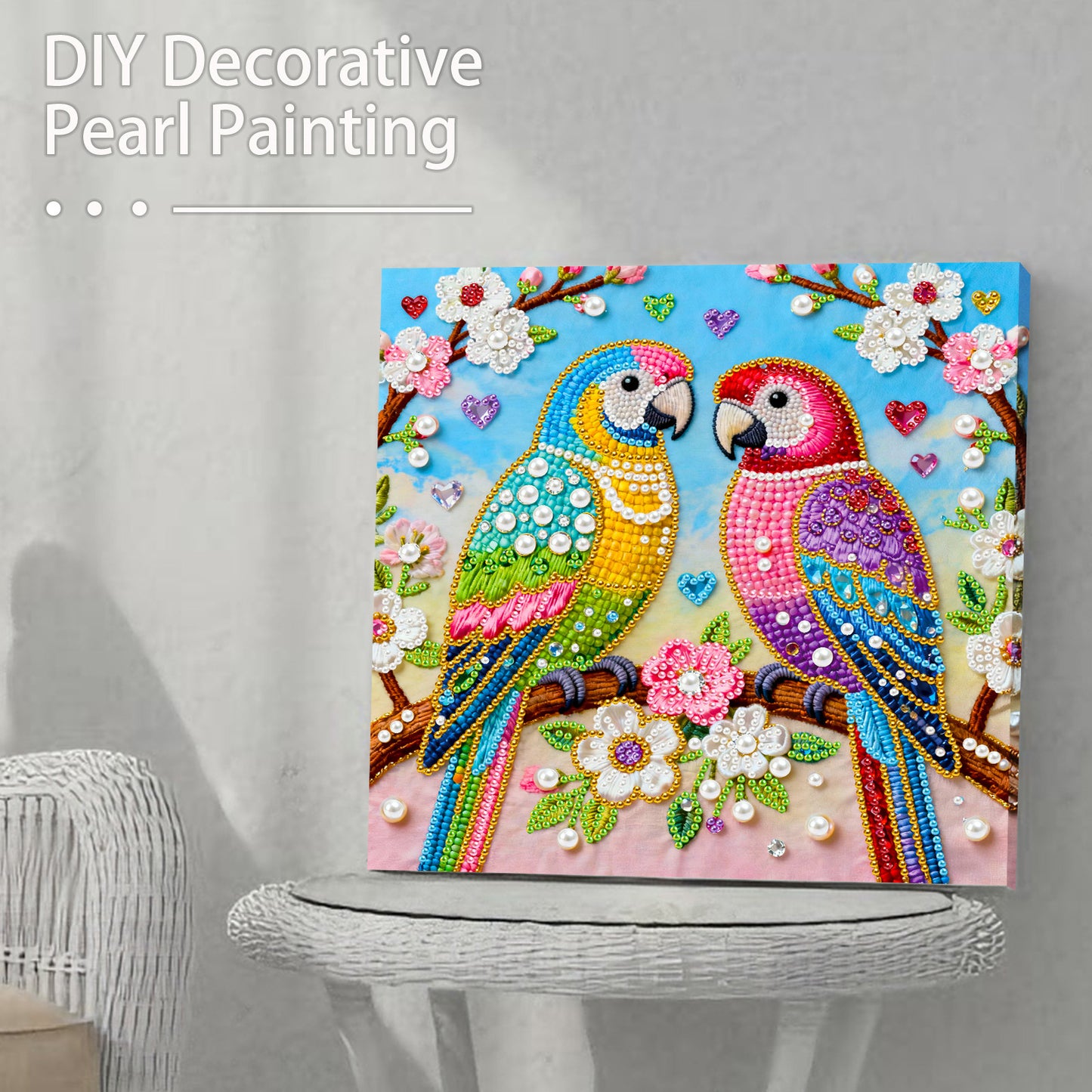 Pair Of Birds - DIY Pearl Gem Art Diamond Painting Kits With Framefor Home Decor -25x25cm