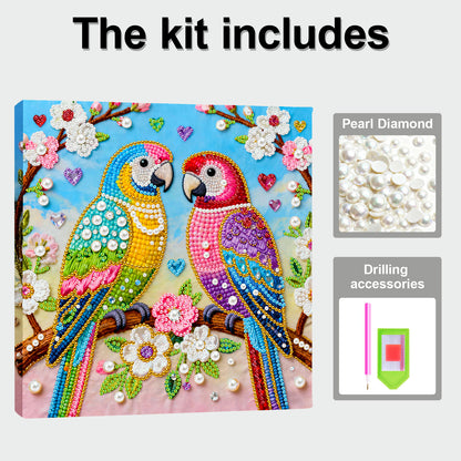 Pair Of Birds - DIY Pearl Gem Art Diamond Painting Kits With Framefor Home Decor -25x25cm