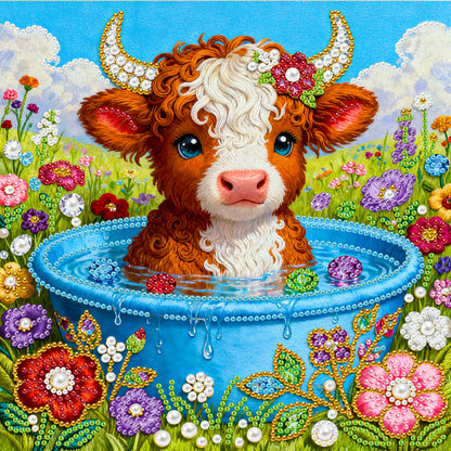 Calf - DIY Pearl Gem Art Diamond Painting Kits With Framefor Home Decor -25x25cm