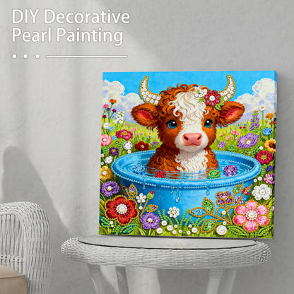 Calf - DIY Pearl Gem Art Diamond Painting Kits With Framefor Home Decor -25x25cm