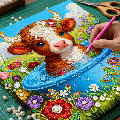 Calf - DIY Pearl Gem Art Diamond Painting Kits With Framefor Home Decor -25x25cm