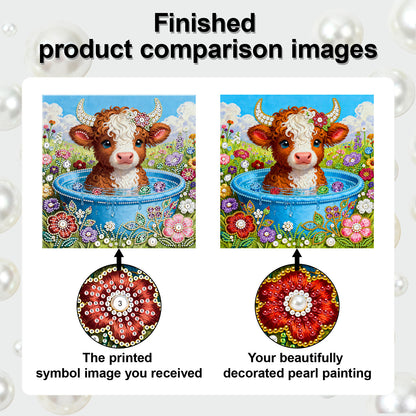 Calf - DIY Pearl Gem Art Diamond Painting Kits With Framefor Home Decor -25x25cm