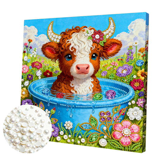 Calf - DIY Pearl Gem Art Diamond Painting Kits With Framefor Home Decor -25x25cm