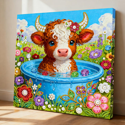 Calf - DIY Pearl Gem Art Diamond Painting Kits With Framefor Home Decor -25x25cm