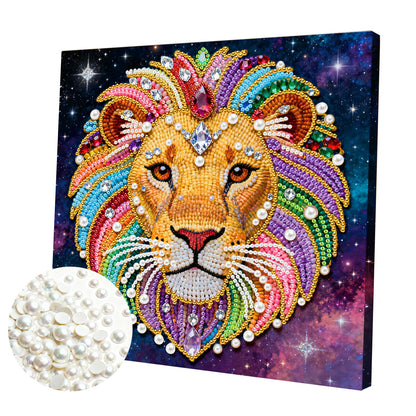 Lion - DIY Pearl Gem Art Diamond Painting Kits With Framefor Home Decor -25x25cm
