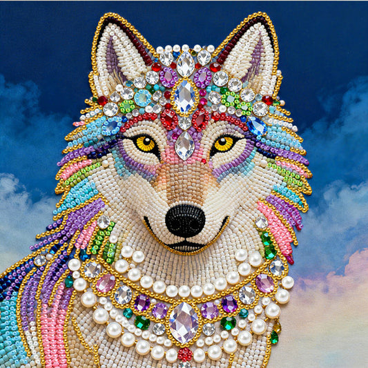 Wolf - DIY Pearl Gem Art Diamond Painting Kits With Framefor Home Decor -25x25cm