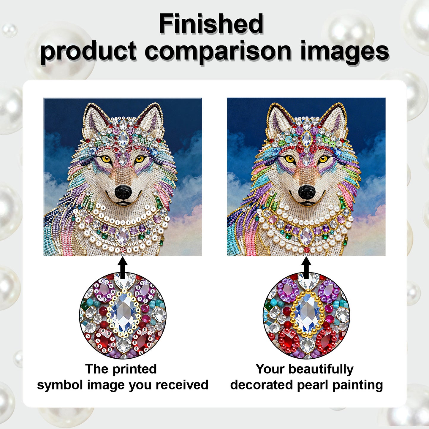 Wolf - DIY Pearl Gem Art Diamond Painting Kits With Framefor Home Decor -25x25cm
