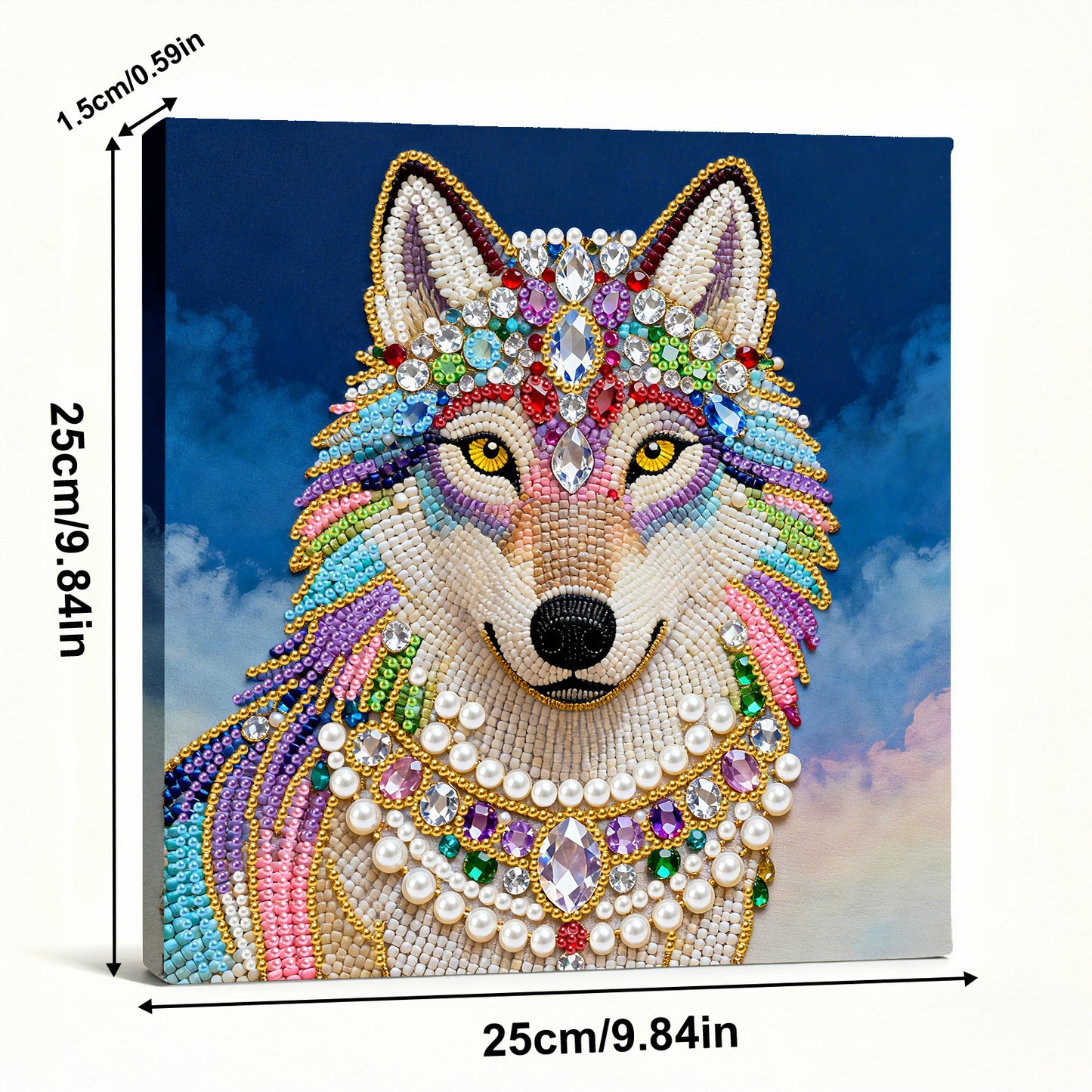 Wolf - DIY Pearl Gem Art Diamond Painting Kits With Framefor Home Decor -25x25cm