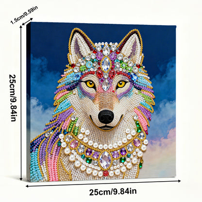 Wolf - DIY Pearl Gem Art Diamond Painting Kits With Framefor Home Decor -25x25cm