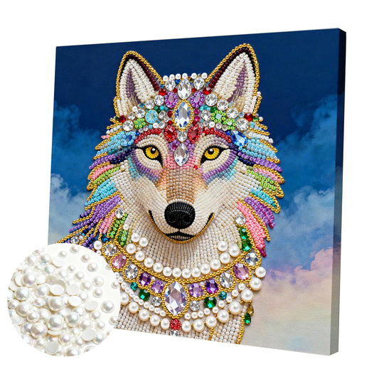 Wolf - DIY Pearl Gem Art Diamond Painting Kits With Framefor Home Decor -25x25cm