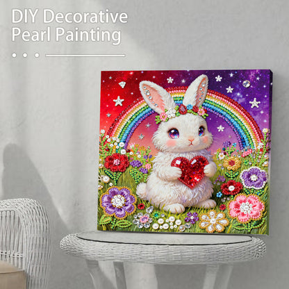Rabbit - DIY Pearl Gem Art Diamond Painting Kits With Framefor Home Decor -25x25cm