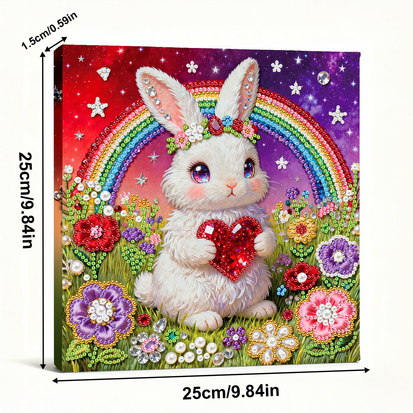 Rabbit - DIY Pearl Gem Art Diamond Painting Kits With Framefor Home Decor -25x25cm