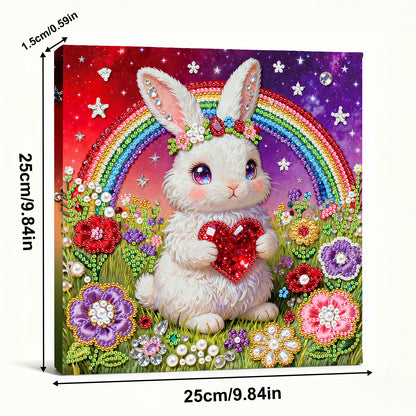 Rabbit - DIY Pearl Gem Art Diamond Painting Kits With Framefor Home Decor -25x25cm