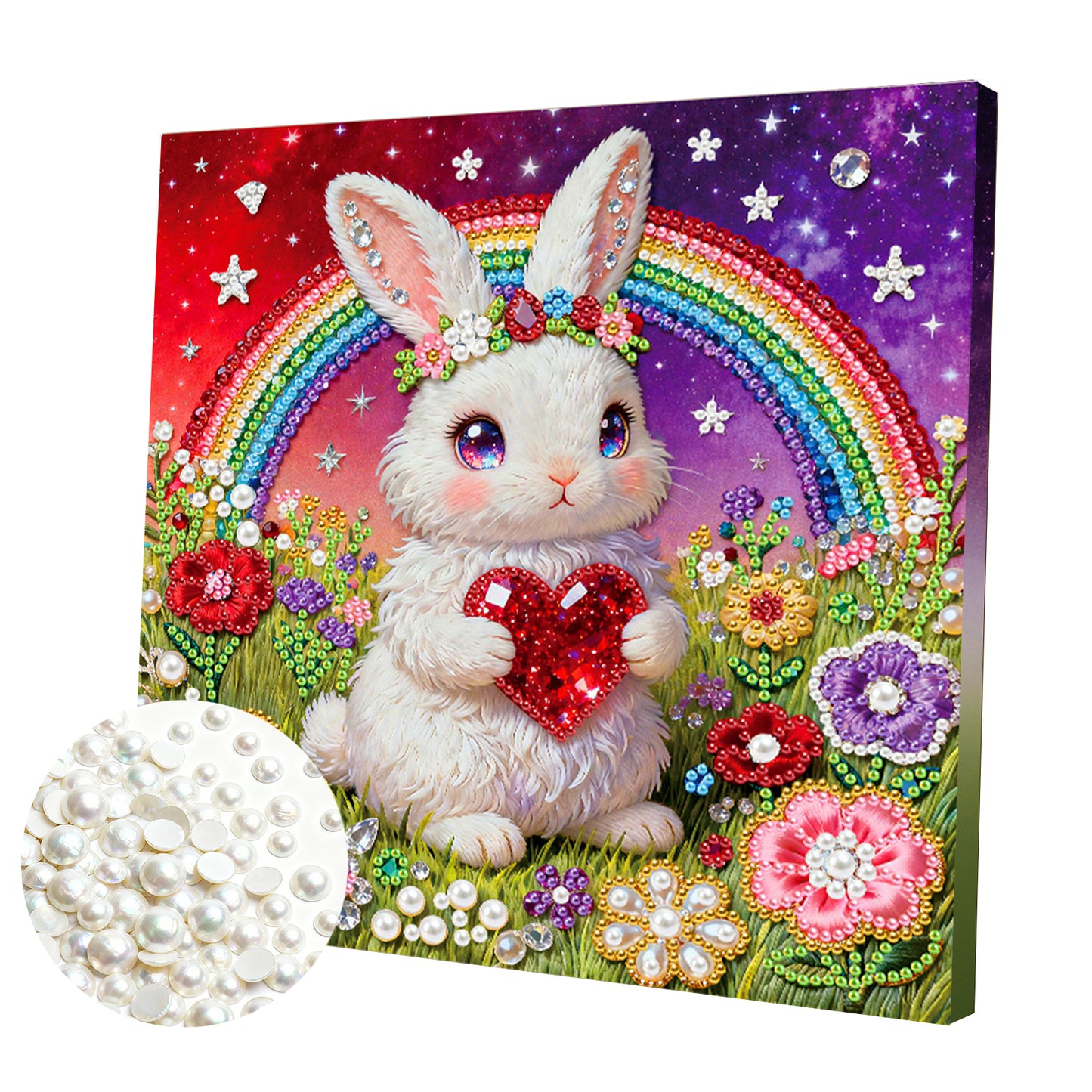 Rabbit - DIY Pearl Gem Art Diamond Painting Kits With Framefor Home Decor -25x25cm