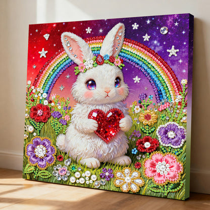 Rabbit - DIY Pearl Gem Art Diamond Painting Kits With Framefor Home Decor -25x25cm