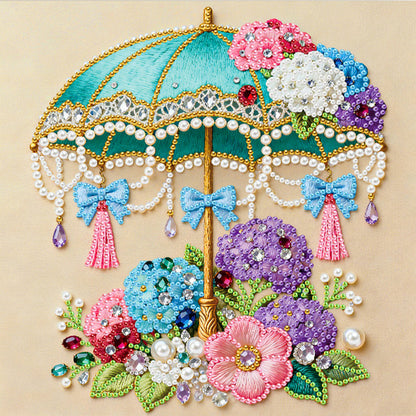 Flower Umbrella - DIY Pearl Gem Art Diamond Painting Kits With Framefor Home Decor -25x25cm