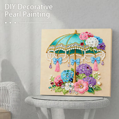 Flower Umbrella - DIY Pearl Gem Art Diamond Painting Kits With Framefor Home Decor -25x25cm
