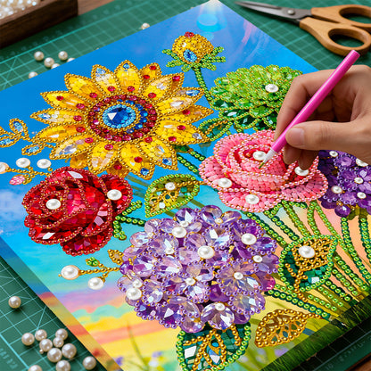 Sunflower - DIY Pearl Gem Art Diamond Painting Kits With Framefor Home Decor -25x25cm