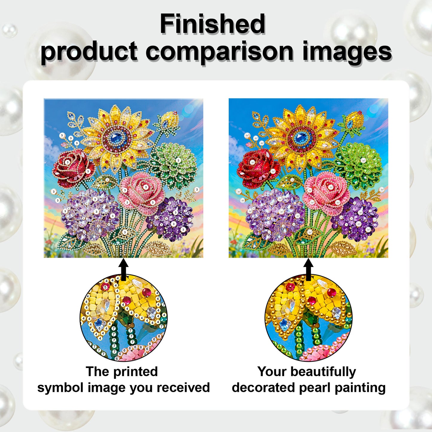 Sunflower - DIY Pearl Gem Art Diamond Painting Kits With Framefor Home Decor -25x25cm