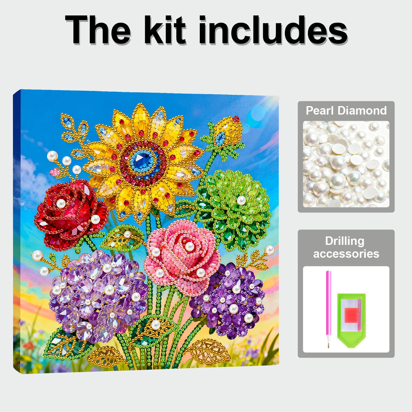 Sunflower - DIY Pearl Gem Art Diamond Painting Kits With Framefor Home Decor -25x25cm