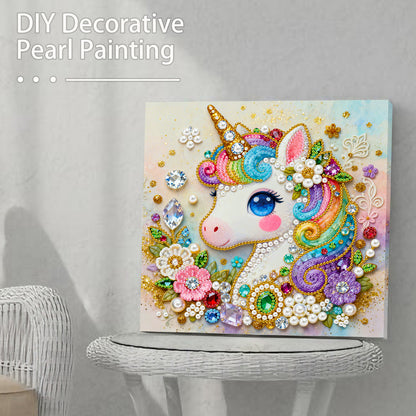 Unicorn - DIY Pearl Gem Art Diamond Painting Kits With Framefor Home Decor -25x25cm