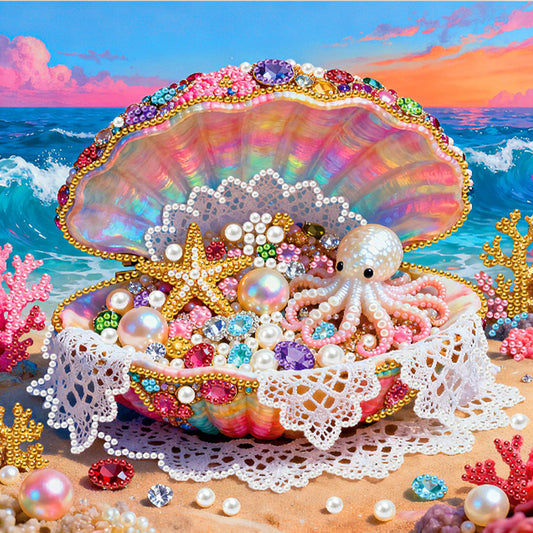 Dreamy Pearl Shell - DIY Pearl Gem Art Diamond Painting Kits With Framefor Home Decor -25x25cm
