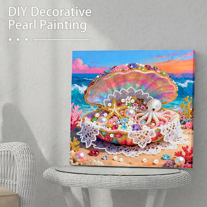 Dreamy Pearl Shell - DIY Pearl Gem Art Diamond Painting Kits With Framefor Home Decor -25x25cm