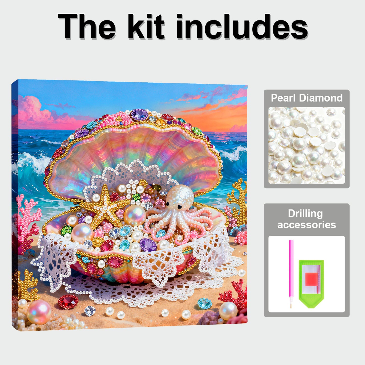 Dreamy Pearl Shell - DIY Pearl Gem Art Diamond Painting Kits With Framefor Home Decor -25x25cm