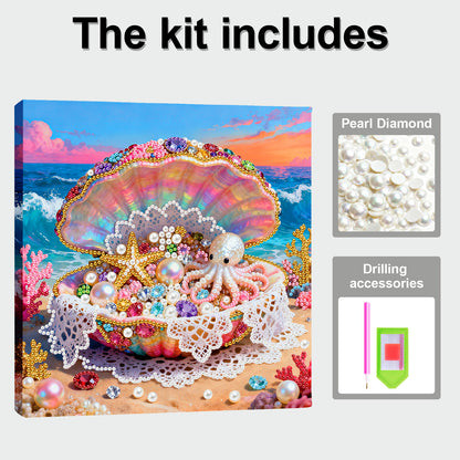 Dreamy Pearl Shell - DIY Pearl Gem Art Diamond Painting Kits With Framefor Home Decor -25x25cm