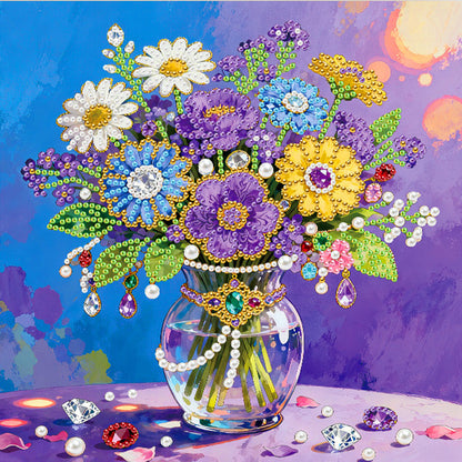 Vase - DIY Pearl Gem Art Diamond Painting Kits With Framefor Home Decor -25x25cm