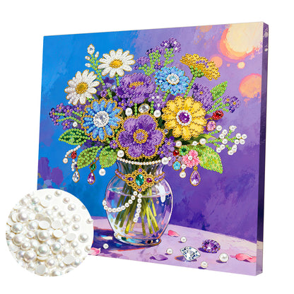 Vase - DIY Pearl Gem Art Diamond Painting Kits With Framefor Home Decor -25x25cm