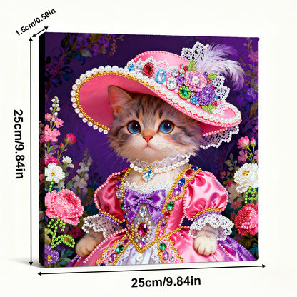 Kitty - DIY Pearl Gem Art Diamond Painting Kits With Framefor Home Decor -25x25cm
