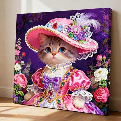 Kitty - DIY Pearl Gem Art Diamond Painting Kits With Framefor Home Decor -25x25cm