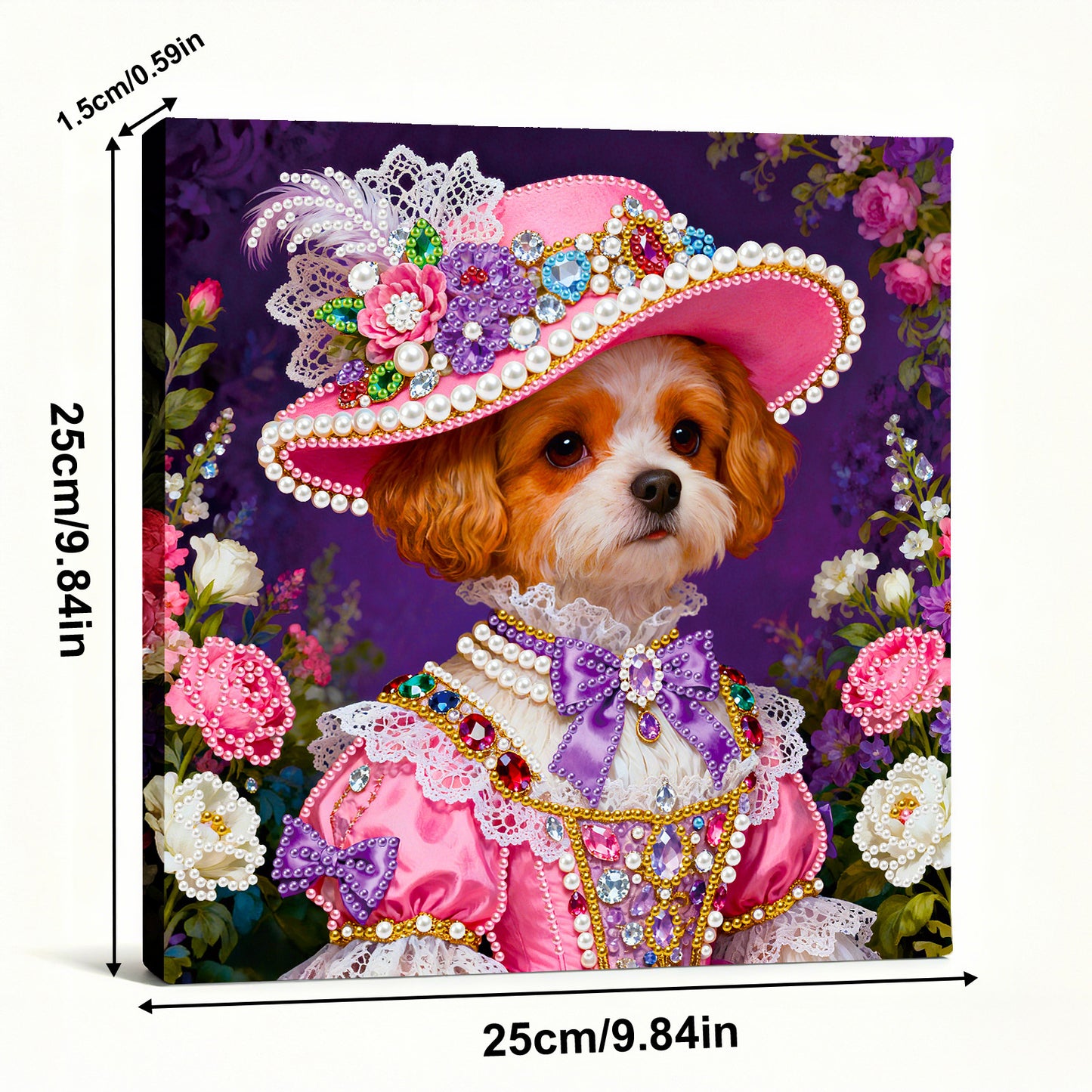 Puppy - DIY Pearl Gem Art Diamond Painting Kits With Framefor Home Decor -25x25cm