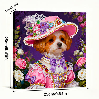 Puppy - DIY Pearl Gem Art Diamond Painting Kits With Framefor Home Decor -25x25cm