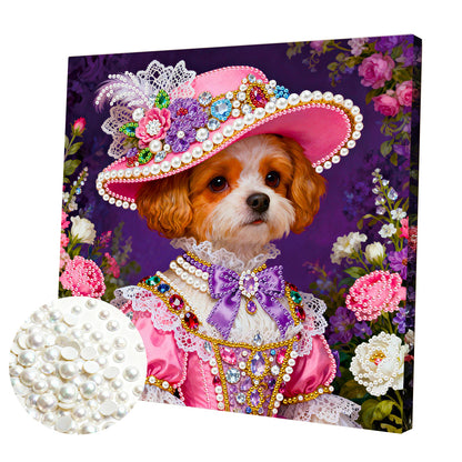 Puppy - DIY Pearl Gem Art Diamond Painting Kits With Framefor Home Decor -25x25cm