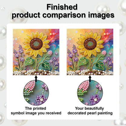 Sunflower - DIY Pearl Gem Art Diamond Painting Kits With Framefor Home Decor -25x25cm