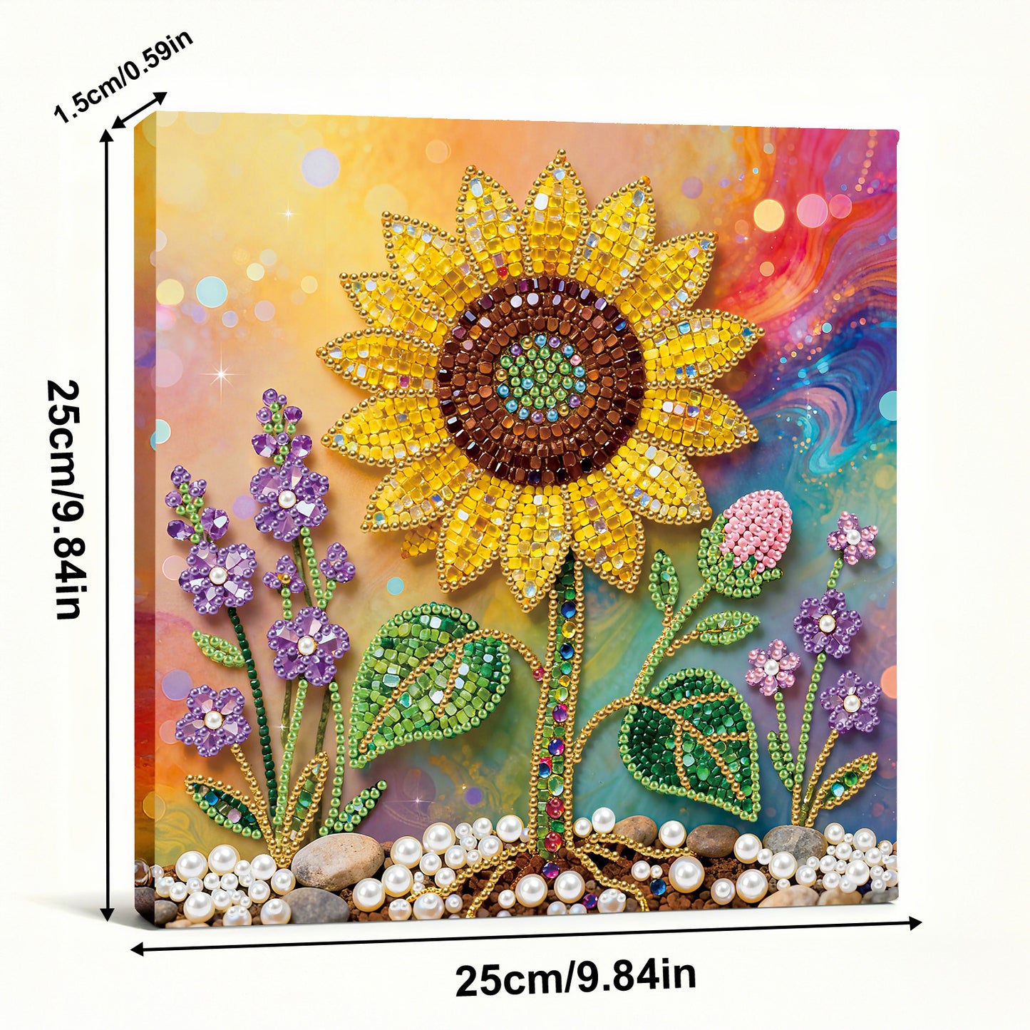 Sunflower - DIY Pearl Gem Art Diamond Painting Kits With Framefor Home Decor -25x25cm
