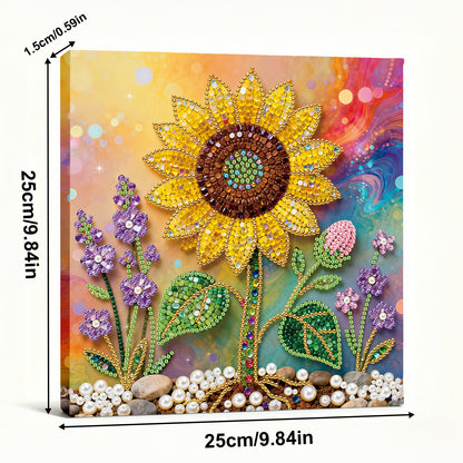Sunflower - DIY Pearl Gem Art Diamond Painting Kits With Framefor Home Decor -25x25cm