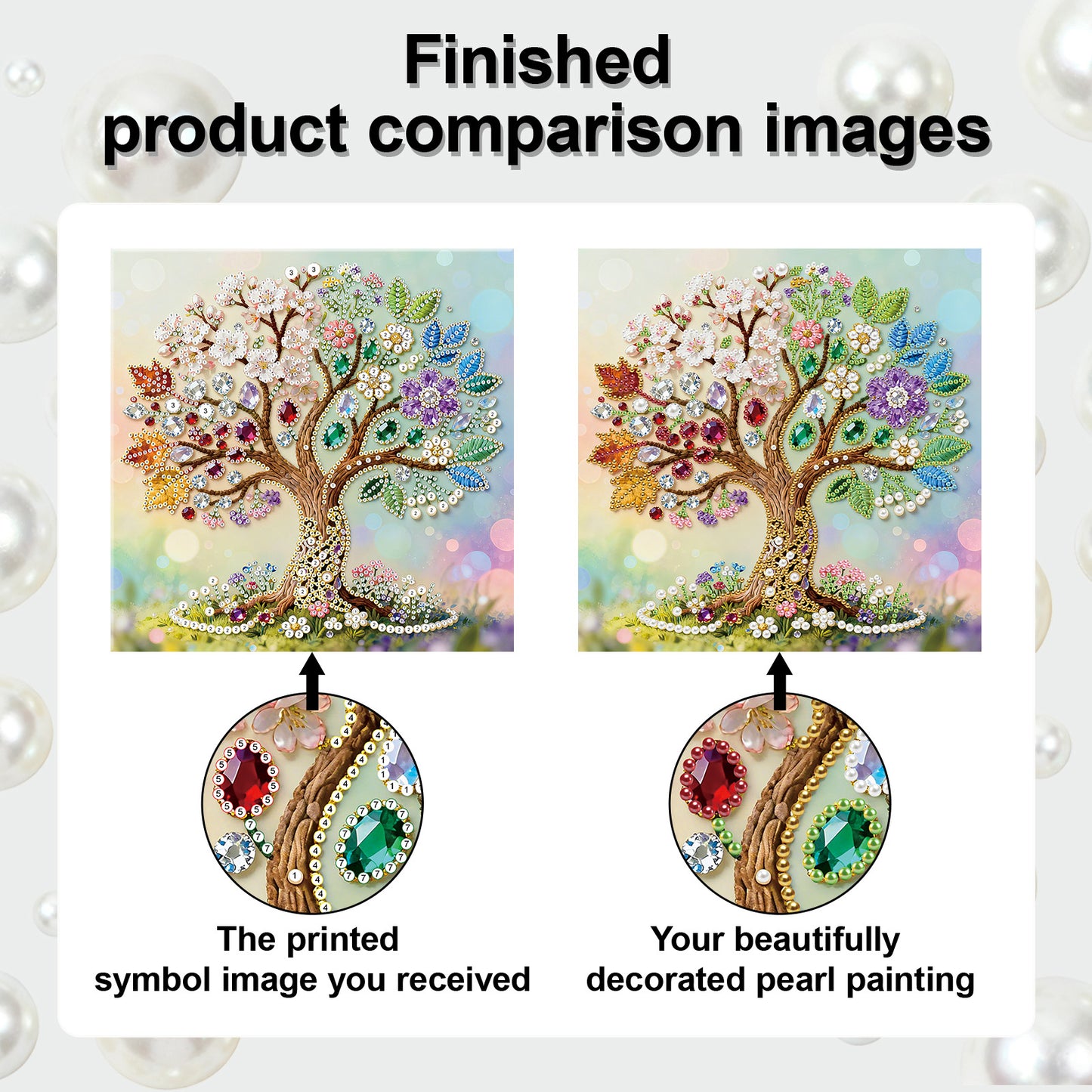 Tree Of Life - DIY Pearl Gem Art Diamond Painting Kits With Framefor Home Decor -25x25cm