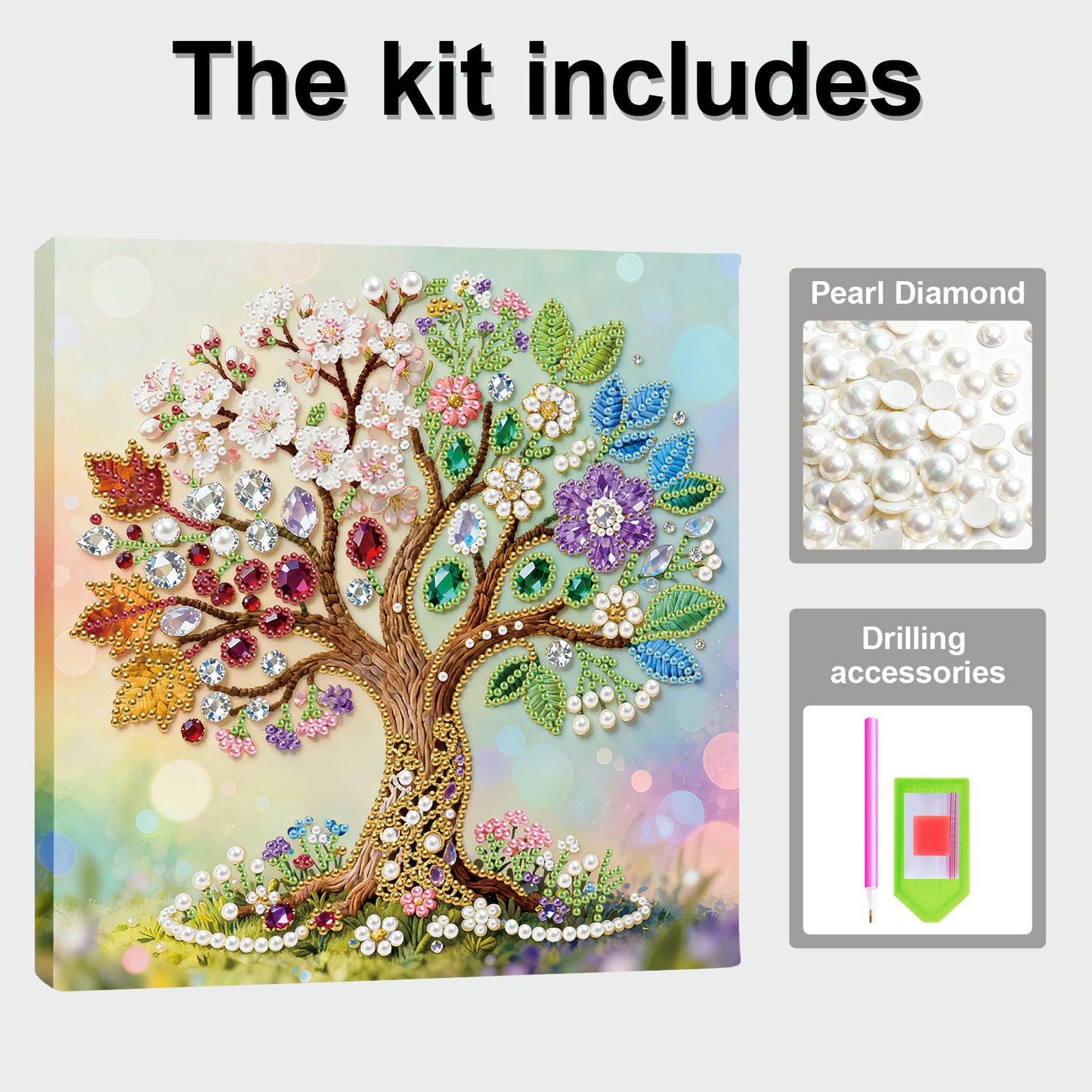Tree Of Life - DIY Pearl Gem Art Diamond Painting Kits With Framefor Home Decor -25x25cm