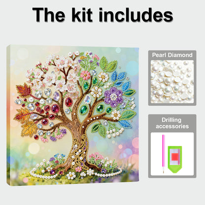 Tree Of Life - DIY Pearl Gem Art Diamond Painting Kits With Framefor Home Decor -25x25cm