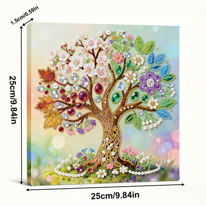 Tree Of Life - DIY Pearl Gem Art Diamond Painting Kits With Framefor Home Decor -25x25cm