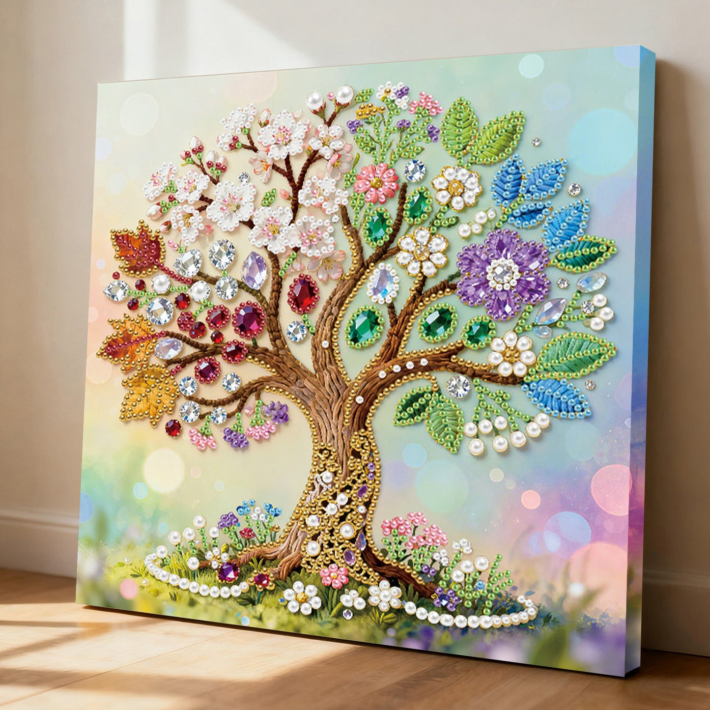Tree Of Life - DIY Pearl Gem Art Diamond Painting Kits With Framefor Home Decor -25x25cm